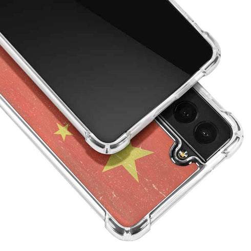 Chinese Flag Distressed Galaxy S22 Plus Clear Case